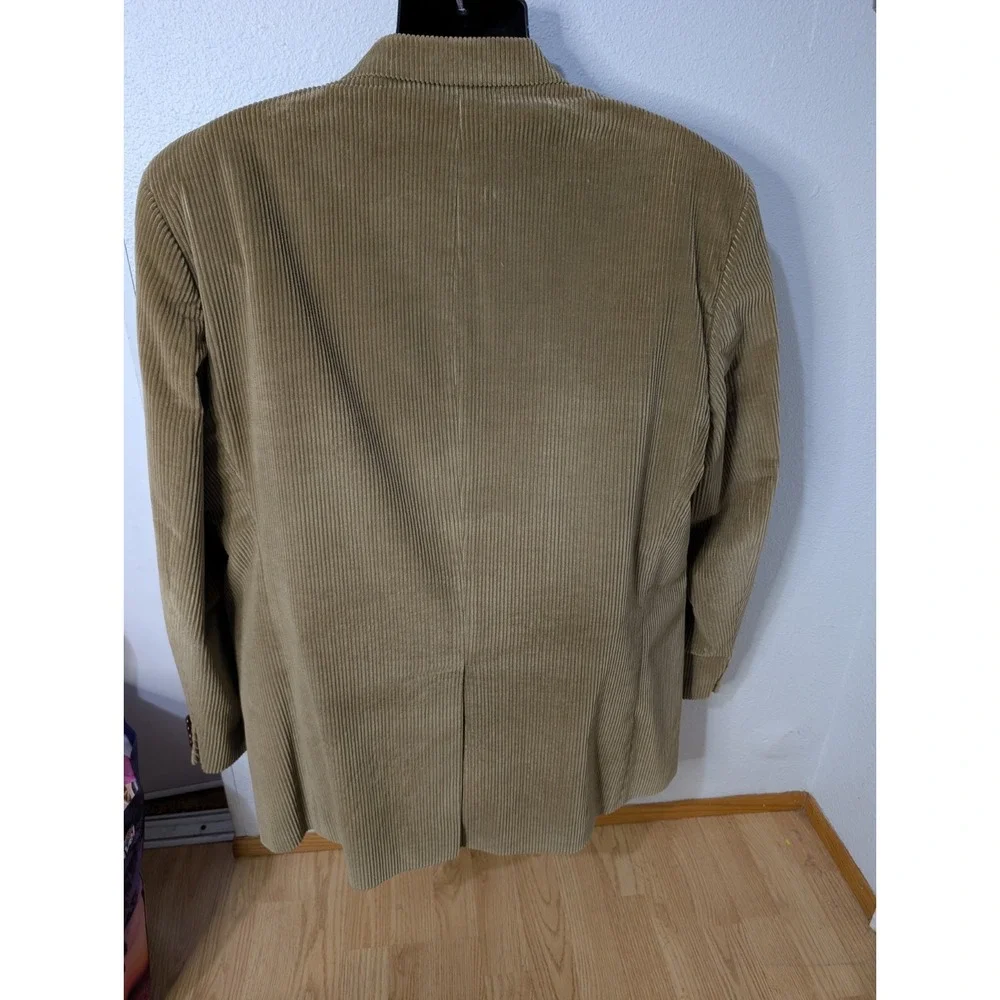 VTG Chaps Ralph Lauren Corduroy Blazer Sport Coat Mens 46T Tan 3 Button Academia